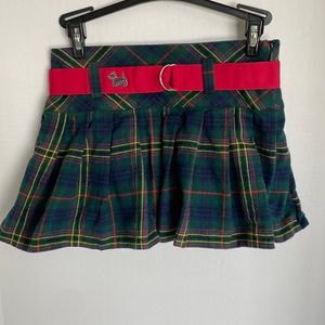 Ralph Lauren girls size 10 green plaid skirt w/red Scottie belt